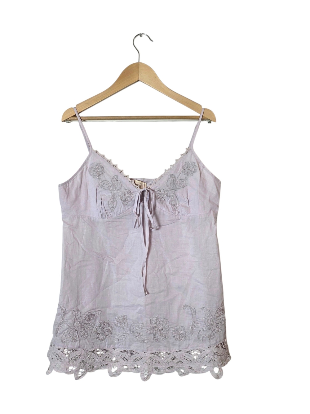 Lost April Babydoll Top M Lavender Purple Embroidered Beaded Lace Boho Feminine